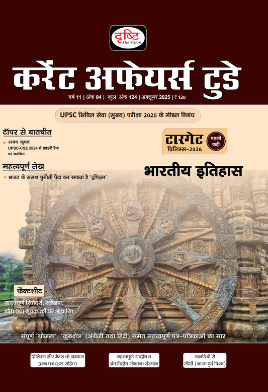 DRISHTI IAS Current Affairs Today October 2025 Hindi Medium, Target Prelims 2026, Indian History Special, UPSC Mains 2025 Model Essays, For UPSC, PCS, Competitive Exams