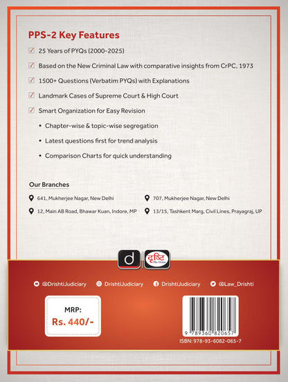 DRISHTI IAS Judiciary Bharatiya Nagarik Suraksha Sanhita 2023 (CrPC) Prelims Practice Series PPS-2, 1500+ Questions with Explanations
