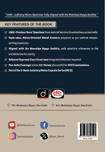 Drishti IAS Judiciary Mains Capsule Series-I, Bharatiya Nyaya Sanhita (BNS), 1000+ Questions & Explanations