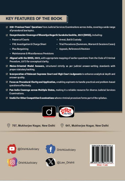 DRISHTI IAS JUDICIARY Mains Capsule Series II – Bharatiya Nagarik Suraksha Sanhita, BNSS Law Book, 850+ Solved Questions, Law Exam Preparation Book