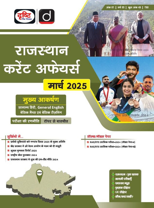 RAS Current Affairs Today Hindi March 2025 [Paperback] [Jan 27, 2025] Drishti Publications