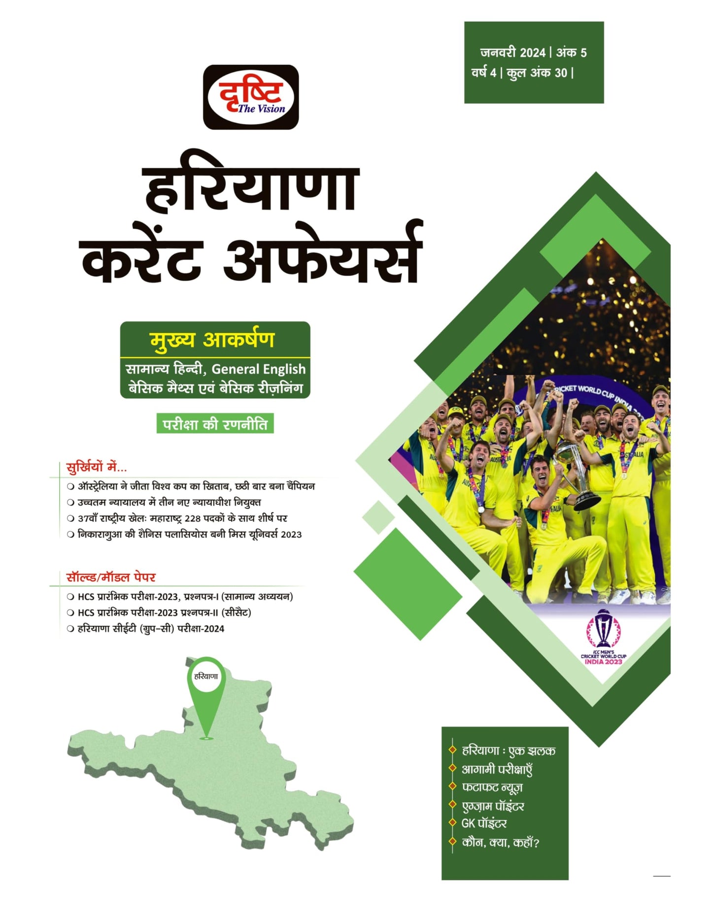 Haryana Current Affairs January 2024 In Hindi [Perfect Paperback]