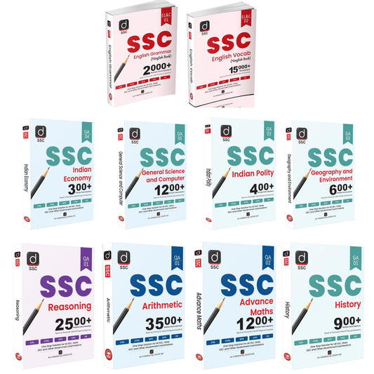 Drishti SSC Combo Book Series, Set of 10 Books in English, Arithmetic, Advance Maths, Reasoning, English Grammar & Vocabulary, History, Geography, ... For SSC CGL, CHSL, CPO, GD & Other Exams [Paperback] [Sep 17, 2025] Drishti Publications